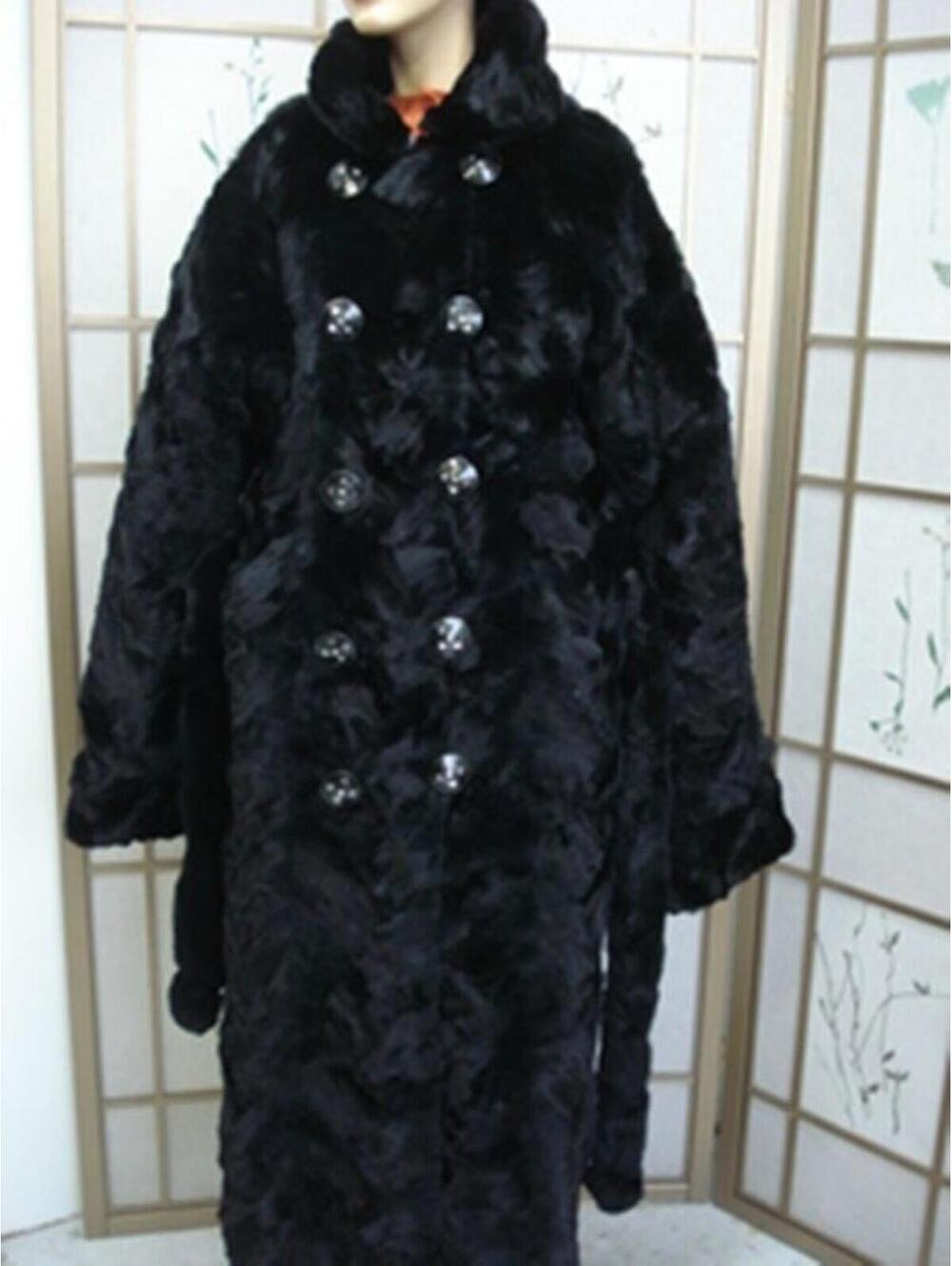 *BRAND NEW BLACK SHEARED FOX FUR COAT JACKET W/ BELT WOMEN WOMAN SIZE 6-8 SMALL